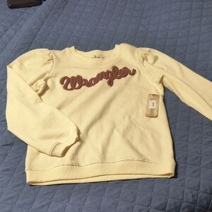 Wrangler NEW Super Cute Girl's Cream Sweater with Brown Puffy Logo